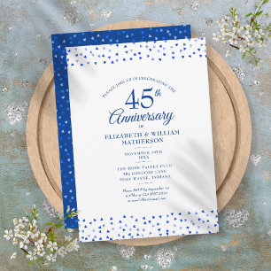 Invitación 45.º 65 Aniversario Sapphire Blue Love Hearts