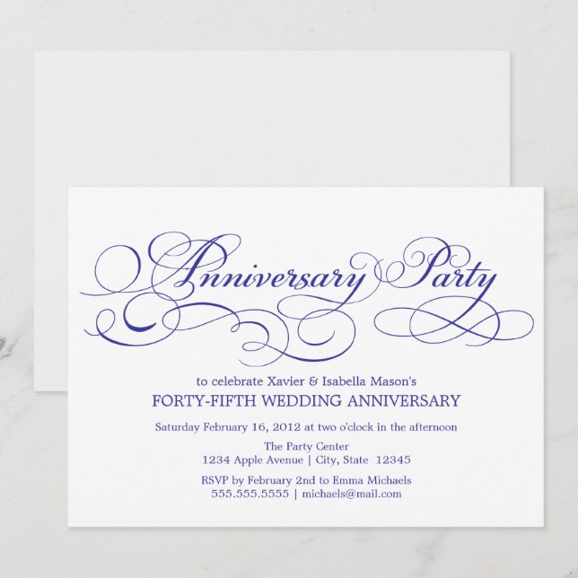 Invitación 45.º aniversario | Blanco/Azul (Anverso / Reverso)