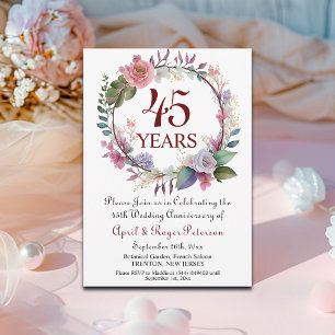 Invitación 45.º Aniversario del Boda de Sapphire Floral