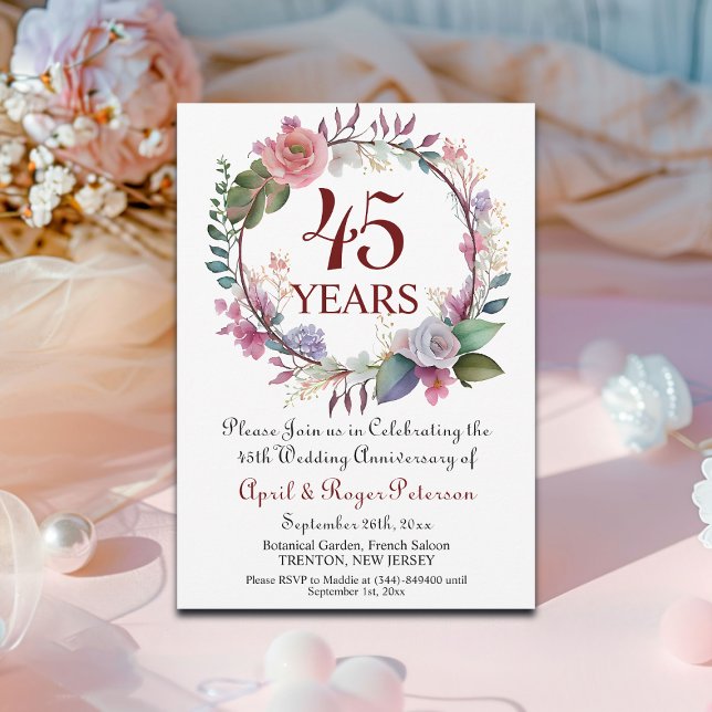 Invitación 45.º Aniversario del Boda de Sapphire Floral (Subido por el creador)