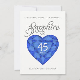 Invitación 45.º boda Sapphire fuerte corazón acuarela azul