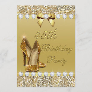 Invitación 45.º Cumpleaños Clásico Heels oro secuestra diaman