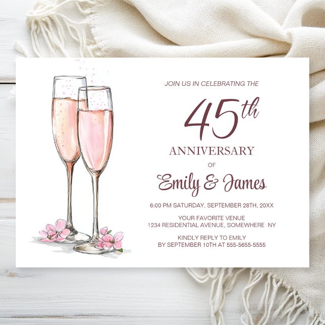Invitación 45° Aniversario Boda Champagne (Subido por el creador)