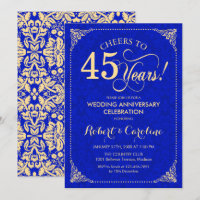 45° Aniversario Boda Damasco de Oro Azul Sapphire