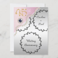 45° aniversario Boda Grabado en relieve Plata Rosa