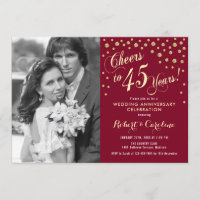 45° aniversario con foto - Rojo Ruby de oro