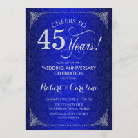 45 Aniversario de Boda - Damasco de Plata Azul