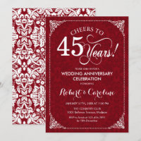 45 Aniversario de Boda - Damasco Rojo Rubí Blanco