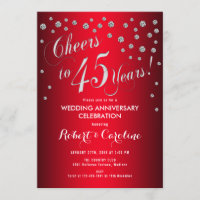 45 Aniversario de Boda - Rojo y Plata