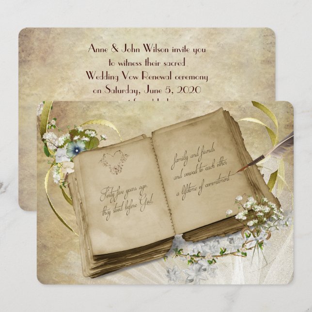 Invitación 45° Aniversario del Boda Renovación de la Vaca Vin (Anverso / Reverso)
