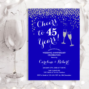 Invitación 45° Aniversario - Saludos a 45 años Azul plateado