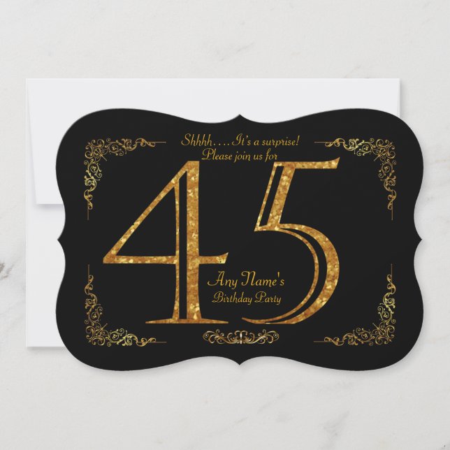 Invitación 45.o, Gatsby de la fiesta de cumpleaños 45.a, (Anverso)