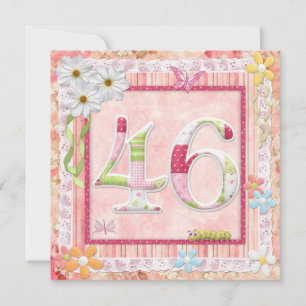 Invitación 46.ª fiesta de cumpleaños estilo scrapbooking