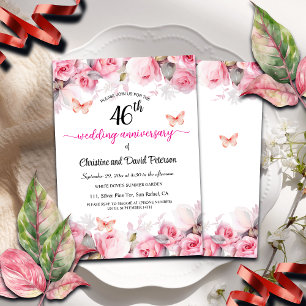 Invitación 46° Aniversario del Boda Rosas elegantes de Rubor