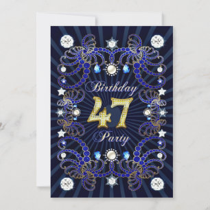 Invitación 47.ª fiesta de cumpleaños con masas de joyas