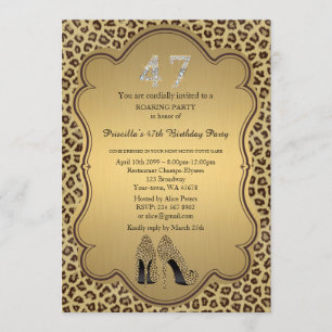 Invitación 47, fiesta de cumpleaños 47, zapatos de tacones al