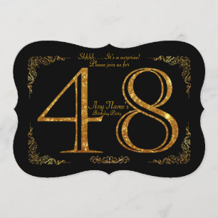 Invitación 48, fiesta de cumpleaños 48, gran Gatsby, negro y