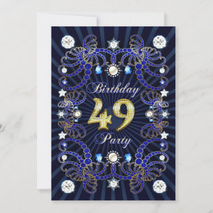 Invitación 49.ª fiesta de cumpleaños con masas de joyas
