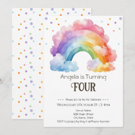 Invitación 4.ª acuarela Nacimiento Niños Arcoiris