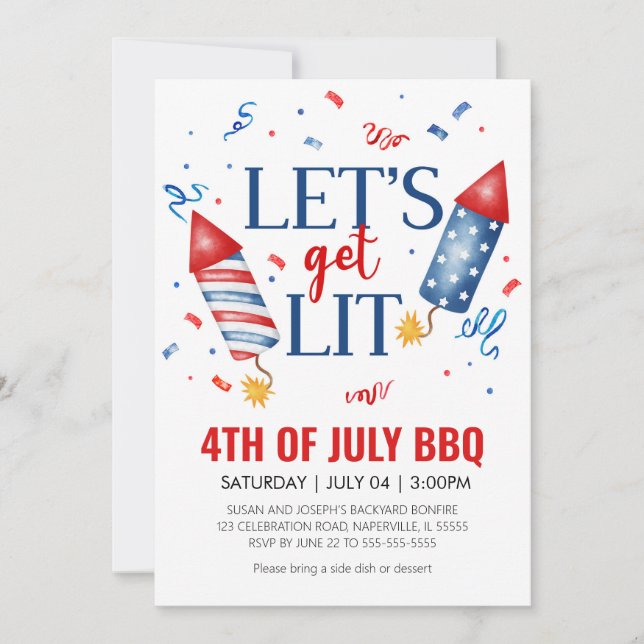 Invitación 4.ª barbacoa del patio trasero de julio (Anverso)