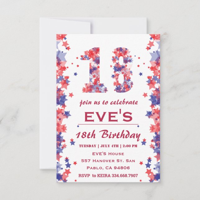 Invitación 4.ª Fiesta De Cumpleaños Del 18 De Julio (Anverso)