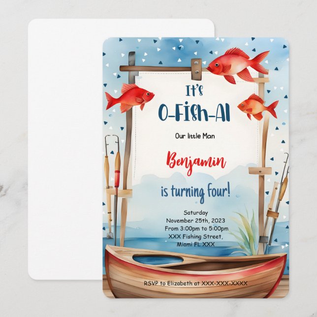Invitación 4.ª pesca de cumpleaños (Anverso / Reverso)