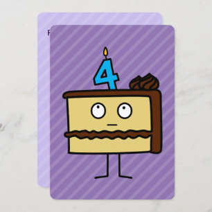 Invitación 4.ª tarta de cumpleaños con velas