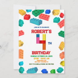 Invitación 4.º cumpleaños de los bloques de construcción, lad