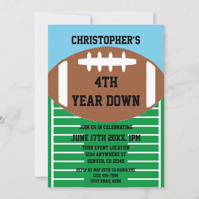 Invitación 4.º cumpleaños del fútbol (Anverso)