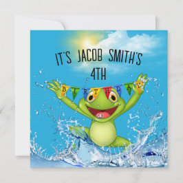 Invitación 4.º cumpleaños saltando rana en el agua