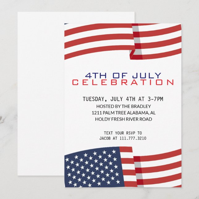 Invitación 4.º Día de la Independencia de julio (Anverso / Reverso)