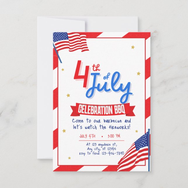 Invitación 4.º fiesta de BBQ de julio (Anverso)
