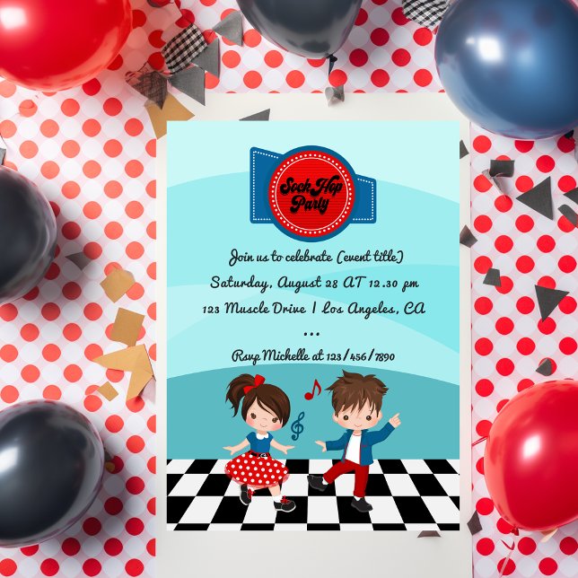 Invitación 4.º Fiesta de Sock Hop (Subido por el creador)
