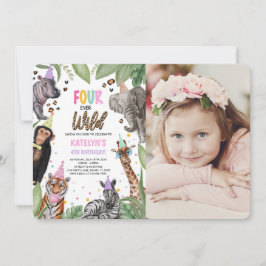 Invitación 4.º Safari salvaje de la historia foto de cumpleañ