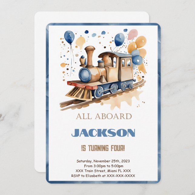 Invitación 4.º tren de cumpleaños (Anverso / Reverso)