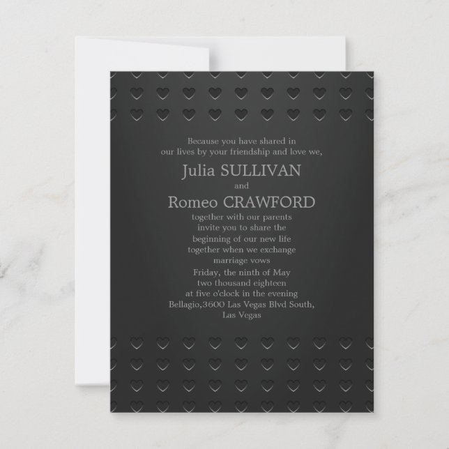 Invitación 4,25" x 5,5"   Negro Elegante moderno sencillo pla (Anverso)