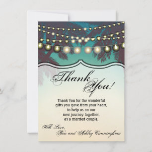 Invitación 4.5x6.25 Gracias Card Beach Sunset Palm Trees St