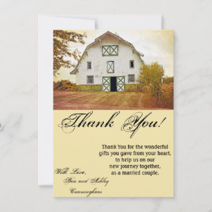 Invitación 4.5x6.25 Gracias Card Sunset Barn Country Rustic