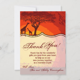 Invitación 4.5x6.25 Gracias Cartas Safari Africano Giraffe Su
