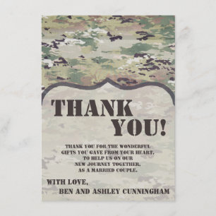 Invitación 4.5x6.25 Gracias Ejército OCP Camo Uniforme Camo