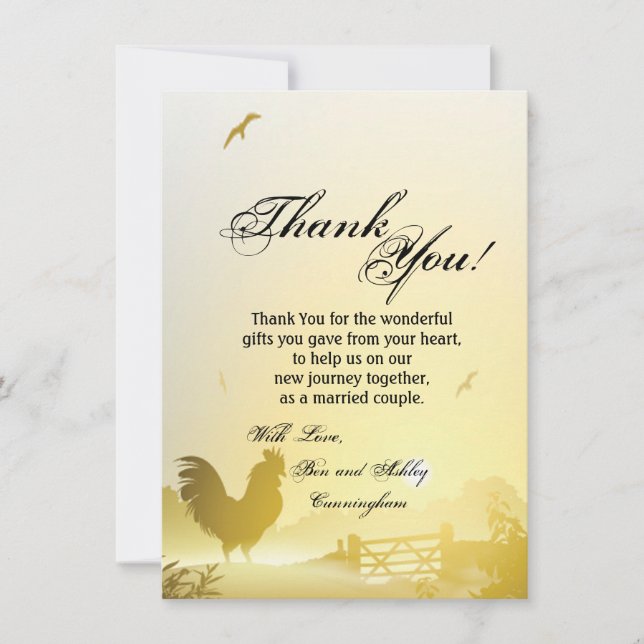 Invitación 4.5x6.25 Gracias País De Granja Soleado (Anverso)