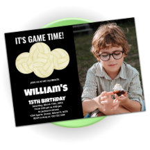 4 Bolas de voleibol negro cumpleaños con foto