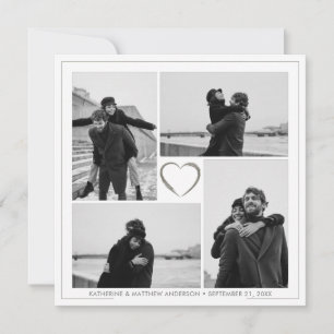Invitación 4 Collage de fotos Boda Aniversario Nombre y fecha