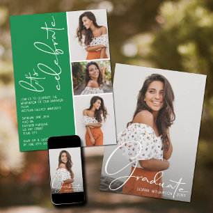 Invitación 4 Collage de fotos Graduación Verde