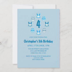 Invitación 4° cumpleaños de Pascua Azul