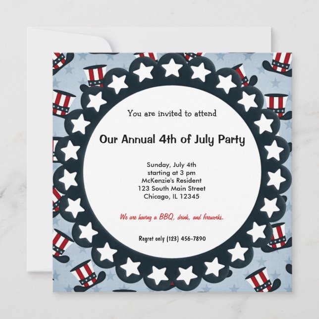 Invitación 4 de julio (Anverso)