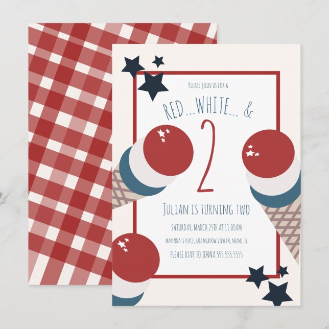Invitación 4 de julio 2014 Crema de hielo y estrellas (Anverso / Reverso)