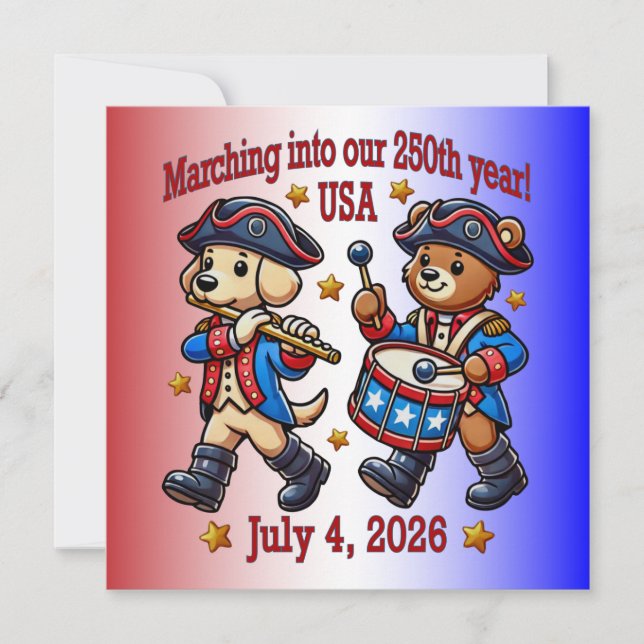 Invitación 4 de julio Aniversario Semiquincentenario 250 de E (Anverso)