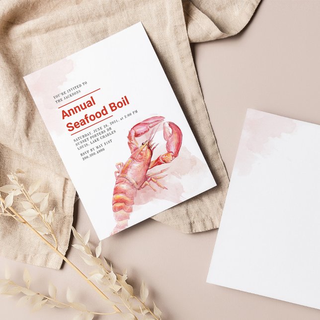 Invitación 4 De Julio Anual Lobster Acuático De Hielo De Mari (Annual Seafood Family Summer Lobster Boil Invitation)