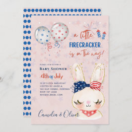 Invitación 4 de julio BABY SHOWER INVITE Firecracker Bunny